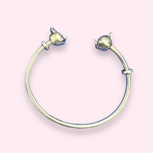 Women’s Pandora Disney Mickey & Minnie Mouse Silver Open Bangle Bracelet 7.5in